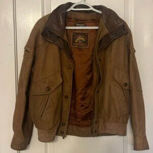 Wilsons Brown Leather Aviator Jacket Vintage VTG